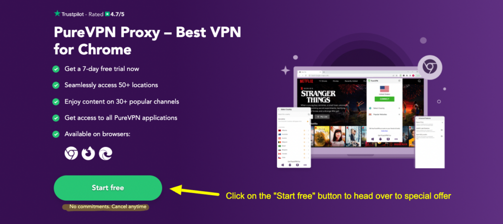 PureVPN free trial: Website offer