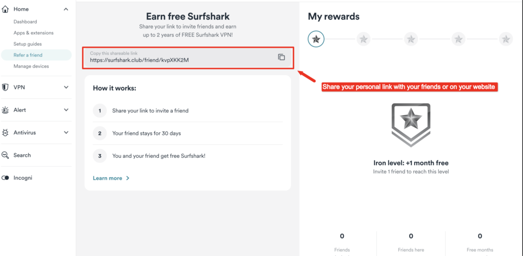 How to get Surfshark VPN for free: Refer a friend program