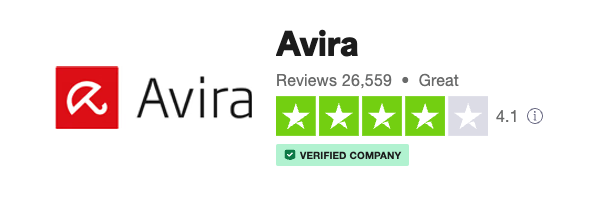 Avira vs AVG comparison: Trustpilot rating for Avira