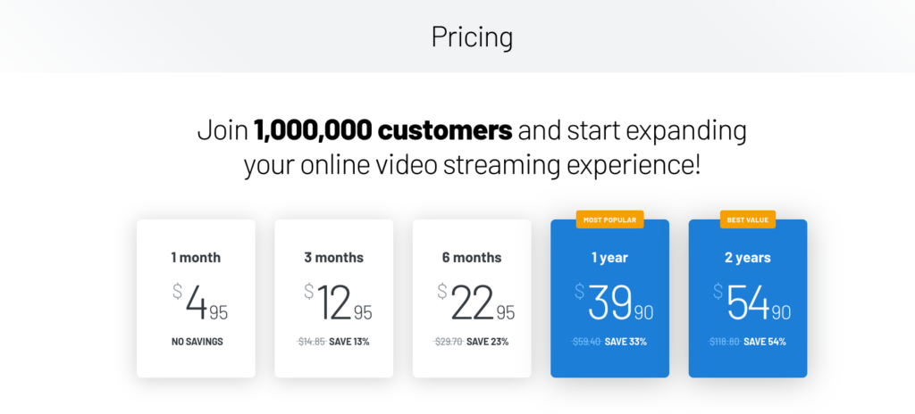 Getflix review: Pricing