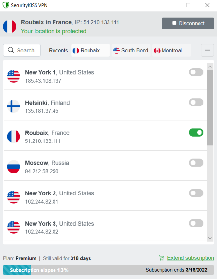 SecurityKiSS VPN Review: User interface